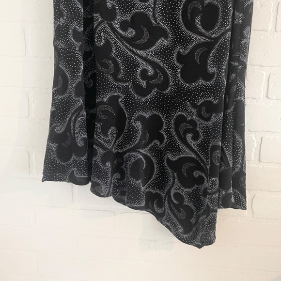 Vintage Y2K Maxi Skirt Asymmetrical Glittery Slinky Dark Romantic Goth Black 10P - Picture 2 of 12